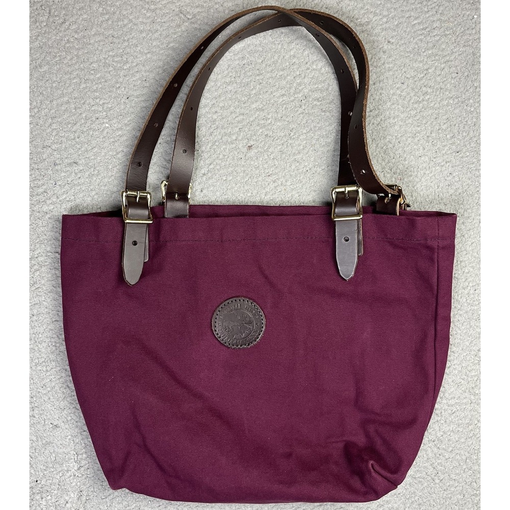 Duluth Pack Market Tote Bag Burgundy‎ Canvas Leather Straps